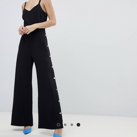 River Island Pants - RIVER ISLAND black Wide Leg Jumpsuit Size 12  EUC